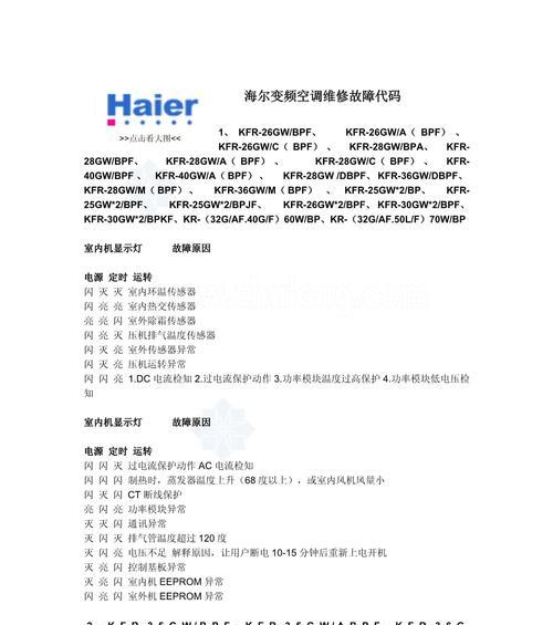 海尔空调代码解析——优化您的舒适体验（深入探索海尔空调的代码含义）  第1张