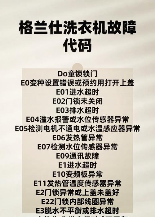 格兰仕滚筒洗衣机故障E2及解决方法（探究格兰仕滚筒洗衣机故障E2的原因以及解决方案）  第1张